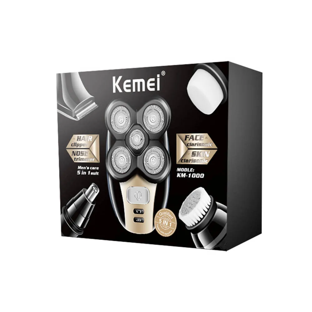 Kemei 5 в 1 электробритва для мужчин триммер для волос в носу моющийся 4D плавающая головка для бритья триммер для бороды бритва резак для волос в носу