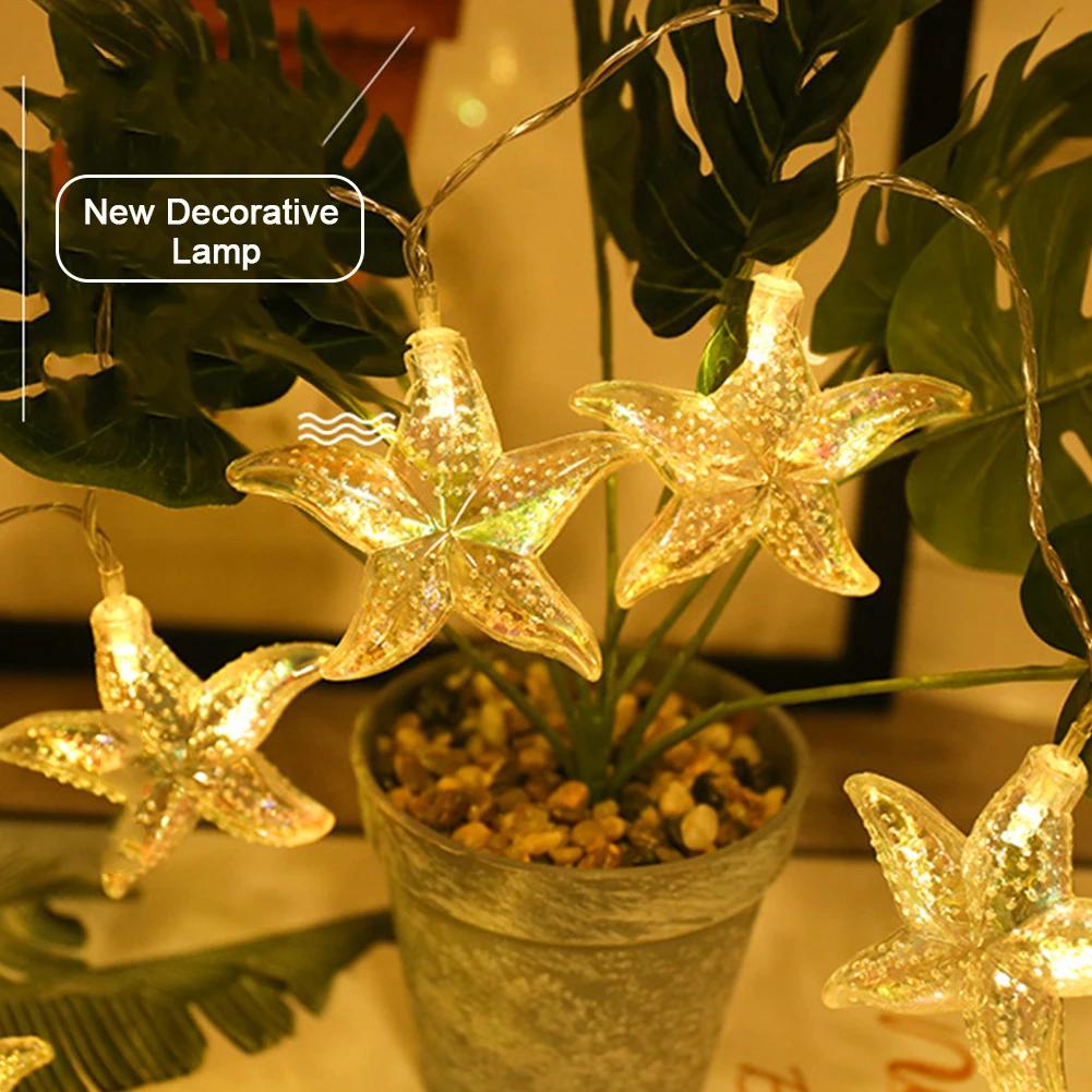 

1.5m 10 Bulb Home Led Shell Bright Decoration String Lamp Portable Warm Light Seahorse Battery Party Bedroom Marine