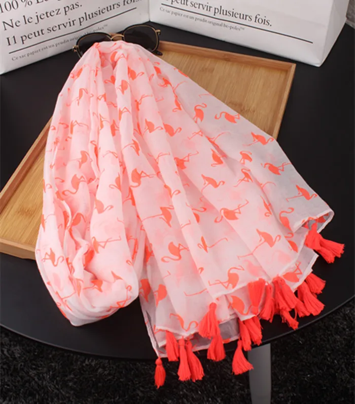 Новые Для женщин животных фламинго узор хлопок кисточкой шарф 2 Цвета 10 шт./лот