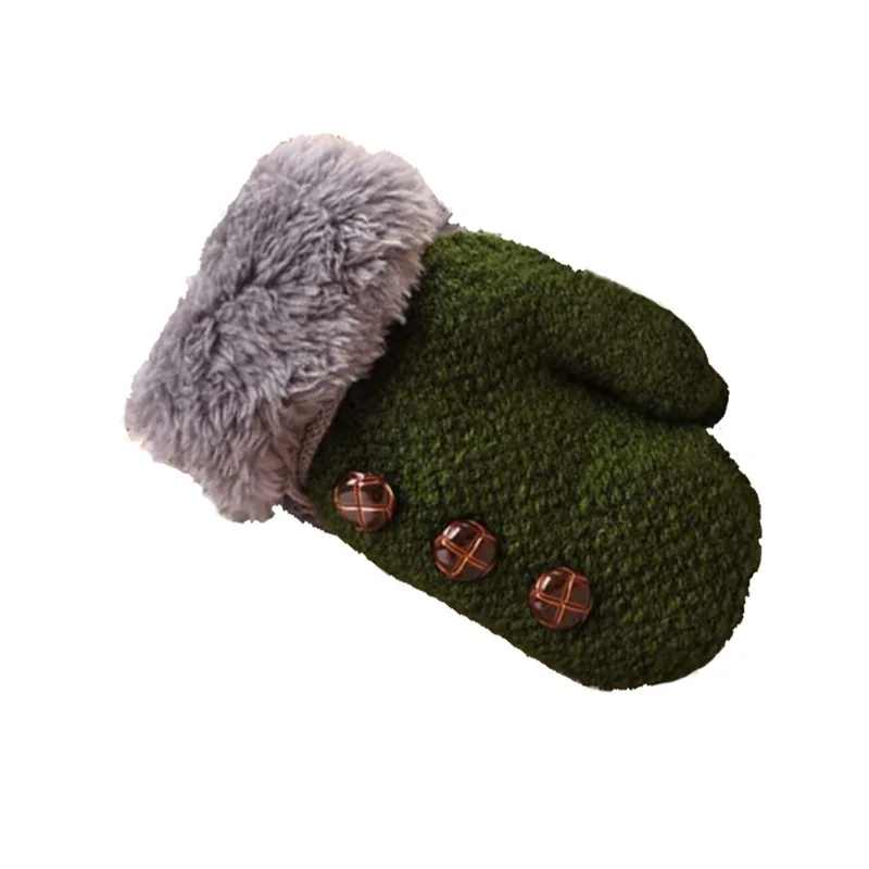 Новые детские перчатки варежки митенки детские зимние вязаные перчатки теплые перчатки для маленьких девочек и мальчиков - Цвет: Армейский зеленый