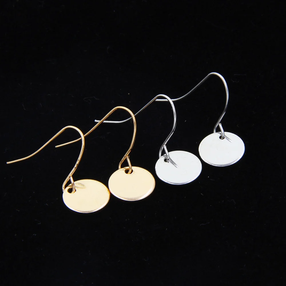 

YJX Silver Gold Small Disc Hook Dangle Earrings Simple Style Round Disk Design