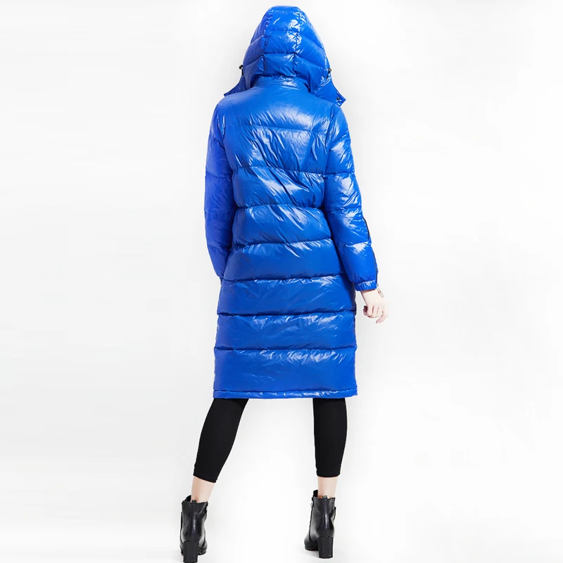 Brand Luxury 2018 Winter Women's Down Jacket Chic Bright Duck Down Coat Women Thick Warm Hooded Female Snow Overcoat -30 AO709