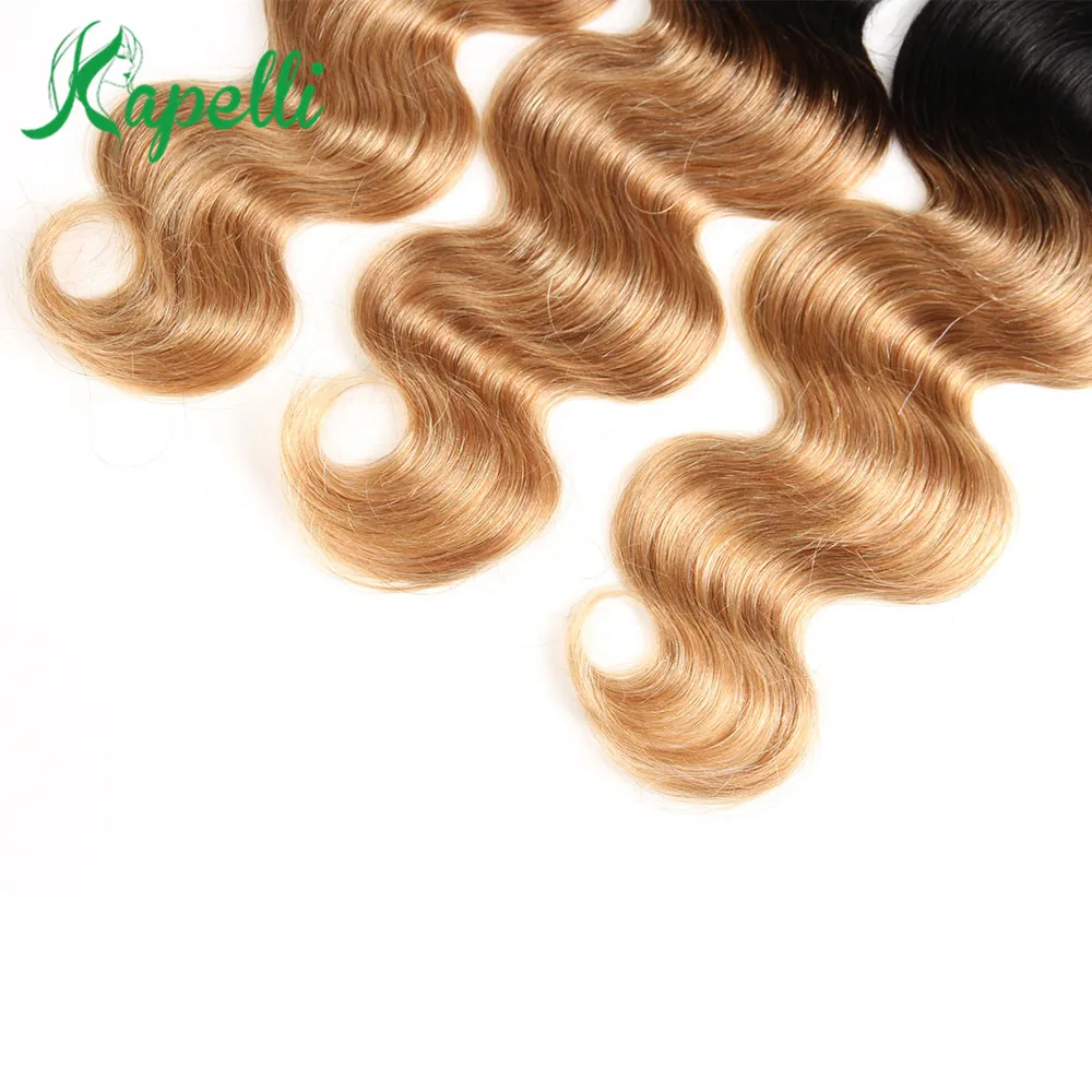 Pre-Colored Body Wave Remy Human Hair Bundles With Closure Ombre Brazilian Hair Weave 3 Bundles With Lace Closure T1B/27 Blonde Pre-Colored Body Wave Remy Human Hair Bundles With Closure Ombre Brazilian Hair Weave 3 Bundles With Lace Closure T1B/27 Blonde