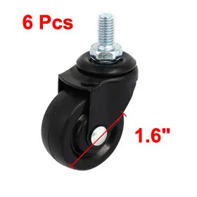 

Uxcell Hot Sale 6PCS 1.5-inch Dia Rubber Wheel M8x15mm Threaded Stem Swivel Universal Caster for the Furniture,Shopping Cart
