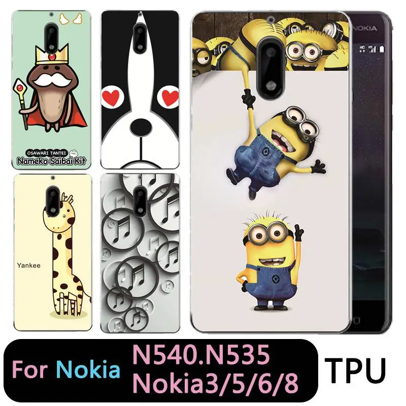 QMSWEI Soft TPU Phone Case For nokia3 nokia5 nokia6 nokia8 N540 N535 Clear Minion Music Deer Silicone Cute Cover Free Shipping |