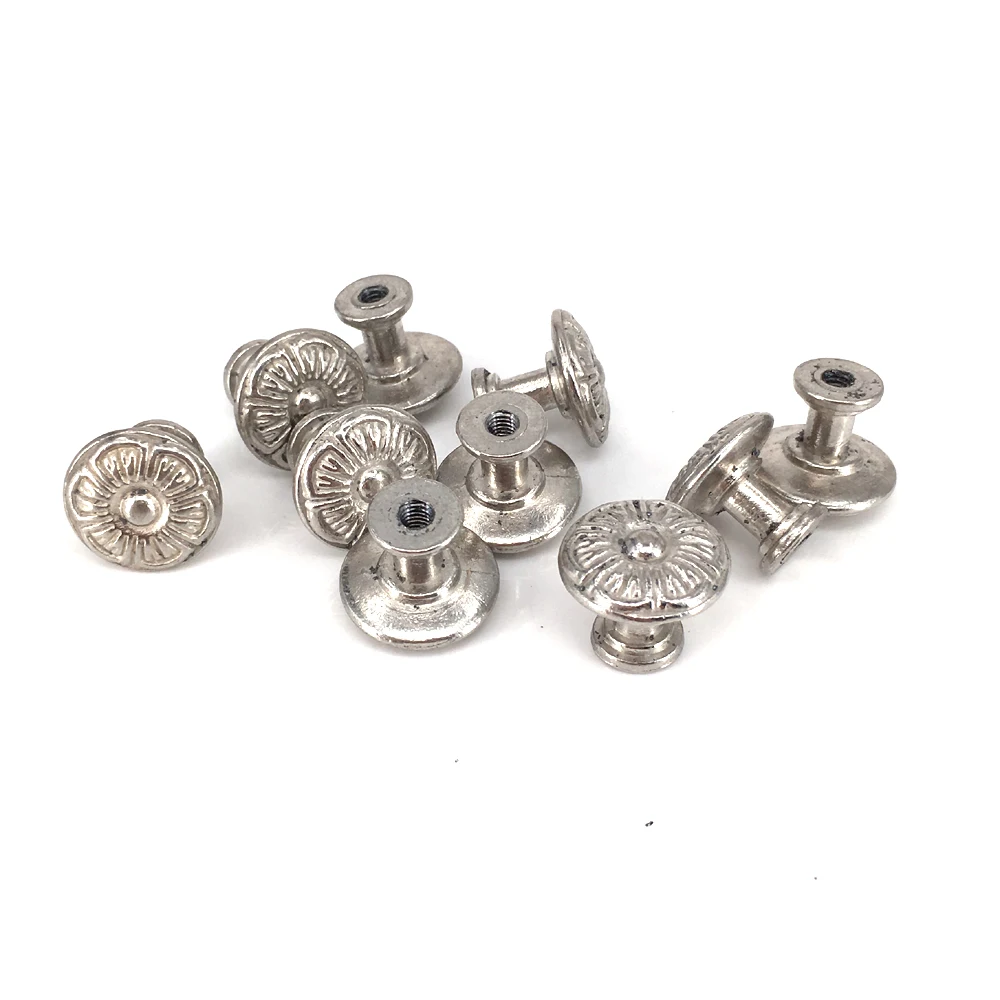 

10Pcs 18mm Silver Furniture Handle Decorative Mini Jewelry Box Drawer Cupboard Cabinet Door Pull Knob Furniture Hardware