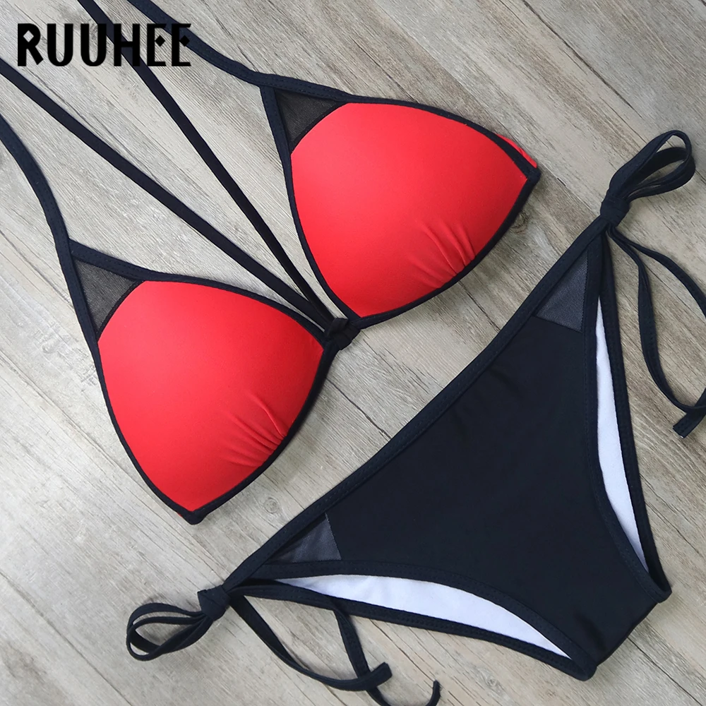 

RUUHEE Plus Size Swimsuit Women Bikini Swimwear Bikini Set Push Up Bathing Suit 2018 Swimsuit String Female Beachwear 2018 2XL