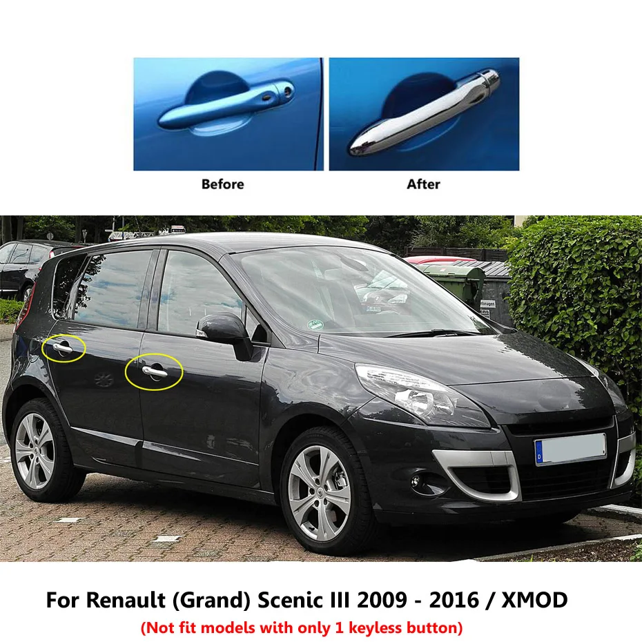 AX наружная хромированная дверная ручка крышки 9 шт для Renault Scenic 3 III/Grand Scenic 2010-/XMOD отделка полный набор Молдинг