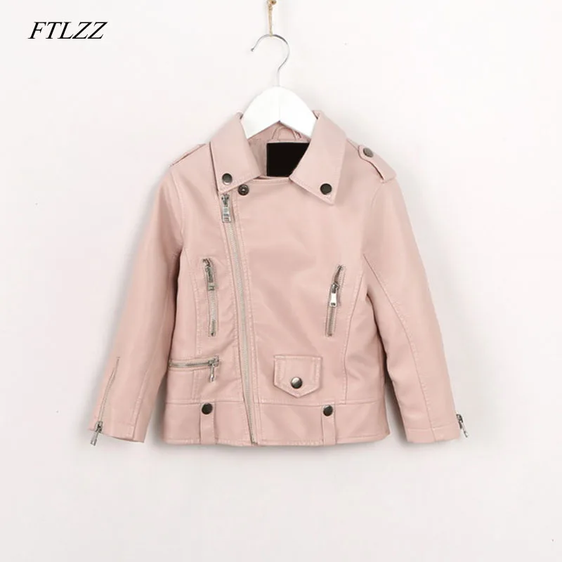 

FTLZZ 2018 New Spring Kids Jacket Pu Leather Girls Jackets Clothes Children Outwear For Baby Girls Boys Clothing Coats
