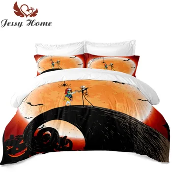 

Zombie Bride Bed Cover Spider Pumpkin Bedding Set 3/4Pcs Duvet Cover Set with Two Pillow Cases Bed Linens