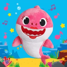 Singing Baby Shark Soft Dolls Cartoon Baby Shark Toys with Music Cute Animal Plush Elastic Environmentally PU brinquedos