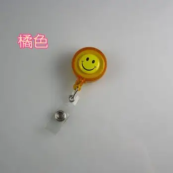 

1pcs Orange Smile Face Retractable Badge Reel Pull ID Name Badge Card Holder With Belt Clip School Office Company Supplies