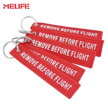 MELIFE Remove Before Flight Outdoor Climbing accessories Embroidery Keychain Aviation OEM Key Chain Safety Tag Key Fob 5 PCS/LOT