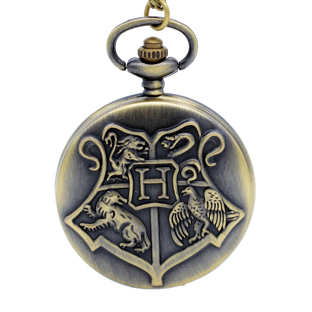

Unisex Bronze Harry Potter Round Dial Quartz Pocket Watch Necklace Chain Watch Gift Regarder P250
