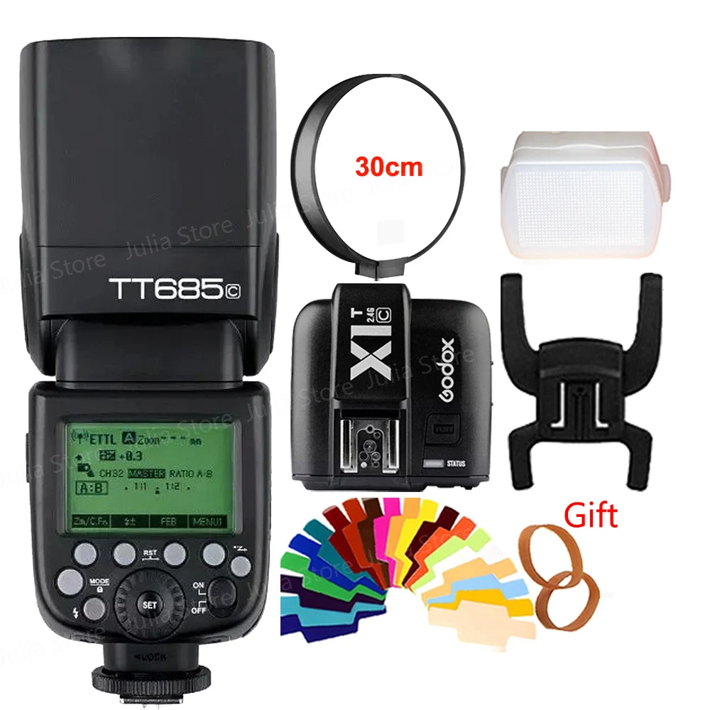 

Godox TT685C +X1C TTL Flash & Trigger Set Wireless 2.4G Speedlite Transmitter for Canon EOS 1000D 70D 60D 5D2 5D3 6D 7D 650D