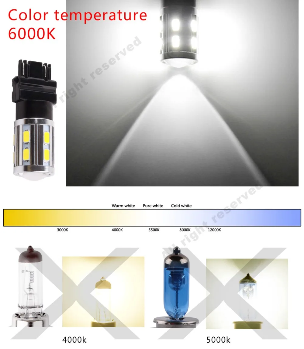 Светодиодный фонарь Cree 2 шт. 3157 3156 3057 3056 12 SMD светодиодный чип задний стоп сигнал