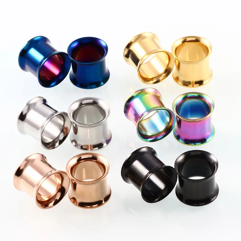 Wholesale 6 colors 100pcs/lot stainless steel anodized double flare ear