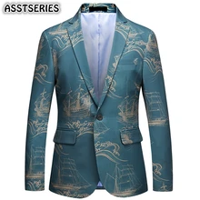 Для мужчин Блейзер большой Размеры 6xl Slim Fit двойной кнопки Королевский Стиль пиджаки молодежная мода Бизнес Повседневное праздничная одежда Вечерние мужской пиджак