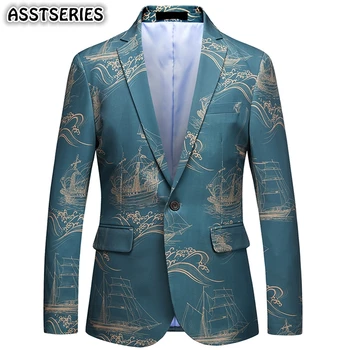

Men Blazer Large Size 6xl Slim Fit Double Button Royal Style Blazers Fashion Youth Business Casual Formal Wear Party Male Blazer