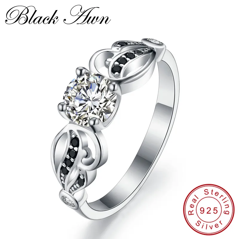 

BLACK AWN 2019 New Neo-Gothic 925 Sterling Silver Jewelry Trendy Wedding Rings for Women Engagement Ring Bague Femme Bijoux C134