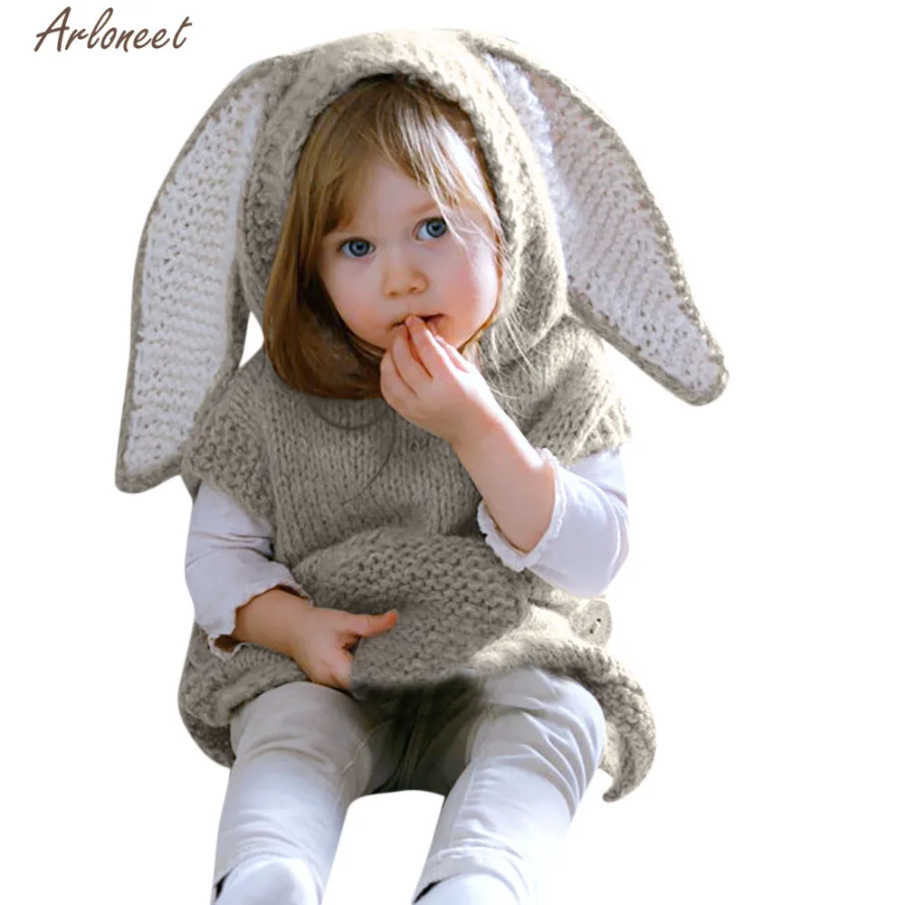 

ARLONEET Clothes Girls Boys Cartoon Rabbit Ears Hooded Long Sleeves Sweaters 2018 Children Cute Vest Autumn Winter Clothes Tops