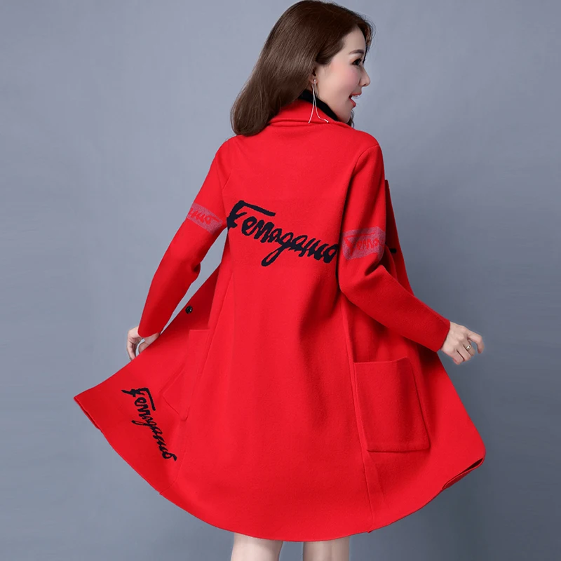 Best Price Women Knitted Cardigan 2019 Spring and autumn sweater new women knitted cardigan sweater coat thicker long cashmere sweater coat