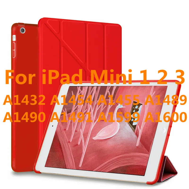 Funda Capa для iPad Mini 5 4 3 2 1 чехол для iPad Mini 2013_ Smart Wake-Sleep& Slim& Soft& Transformer - Цвет: Mini 1 2 3-RD