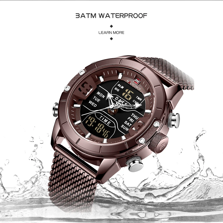 Часы NAVIFORCE мужские спортивные армейские водонепроницаемые с ремешком