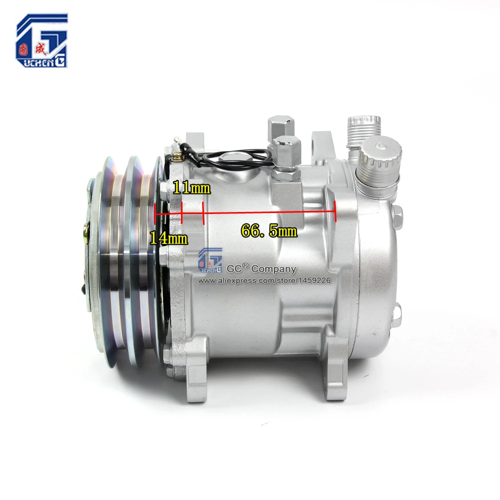 US $58.44 505 Sanden Compressor Sd505 5h09 12v 24v A2 V Belt 125mm Pulley Tractor Excavator Heavy Duty Truck Pickup Sanden 505 Universal