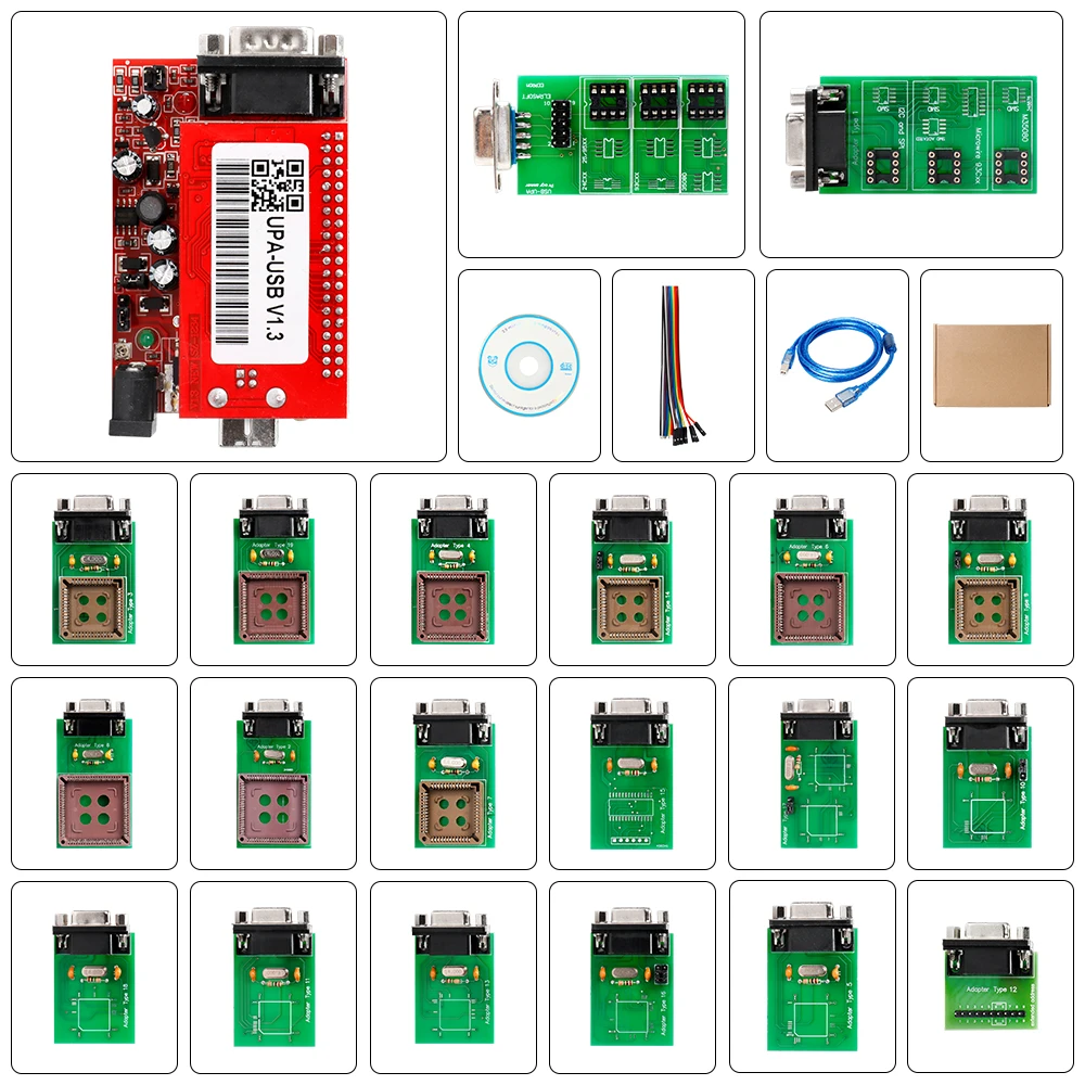 Продвижение UPA USB программатор V1.3 с полным адаптером OBD2 автомобильный диагностический инструмент UPA USB V1.3 ECU Программатор токарный инструмент