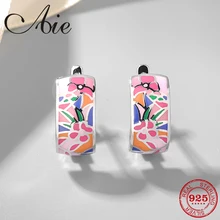 Модные, трендовые, 925 пробы, серебряные, сделай сам, Роскошные, розовые, с цветочным узором, красочные, эмалированные, тонкие серьги-гвоздики, вечерние ювелирные изделия