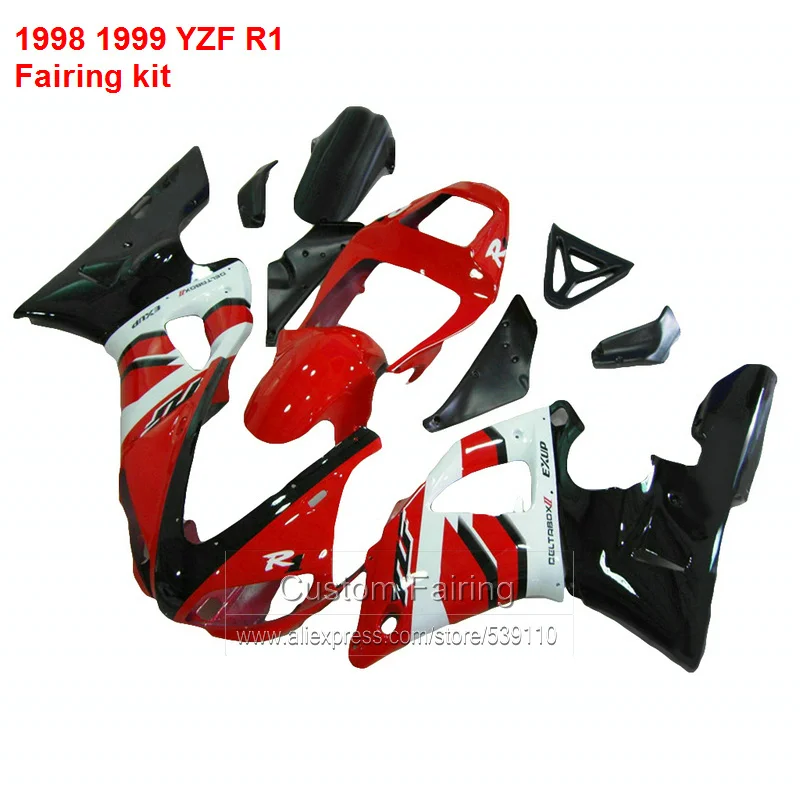 

Fairings Body kit For YAMAHA YZF R1 1998 1999 model 98 99 ( Red + black ) yzf-r1 High quality Abs Fairing kit CN38