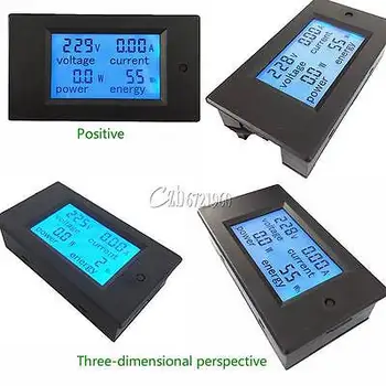

20A AC Digital LCD Panel Power Meter Monitor Power Energy Ammeter Voltmeter Blue Backlight Dual Measuring 80-260V