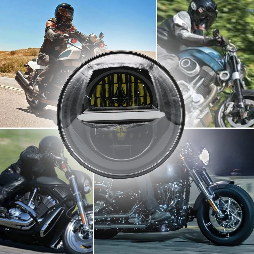 5 75 &quotкруглая фара для Harley Dyna Rider Sportster Softail Breakout SuperLow 3/4 дюйма ангельские глазки DRL
