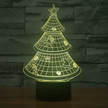 

3D Christmas tree modeling LED night lamp 7 color changing usb socket decorative night lights shades