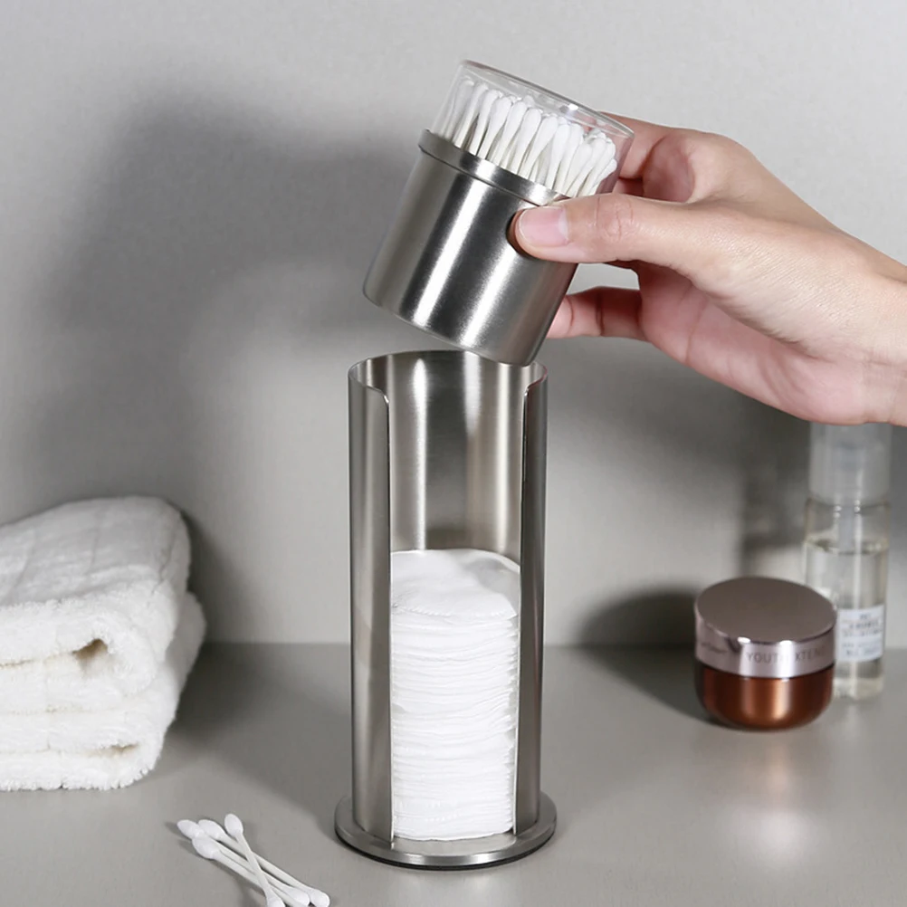 

Stainless Steel Dustproof Cotton Pad Cotton Swab Holder Storage Box Creative Storage Case Organizer Containers with Lid