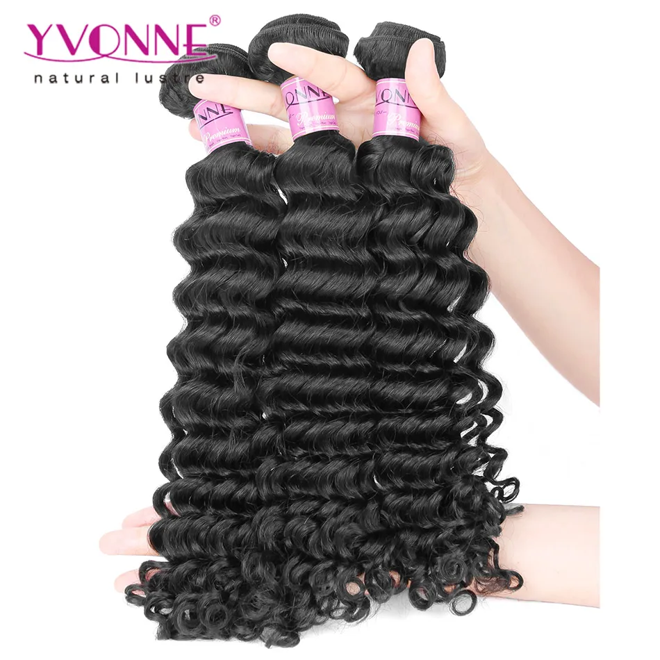

4 Bundles Deep Wave Brazilian Virgin Hair,100% Human Hair,8-28 Inches Aliexpress YVONNE Brazilian Hair Weave,Natural Color