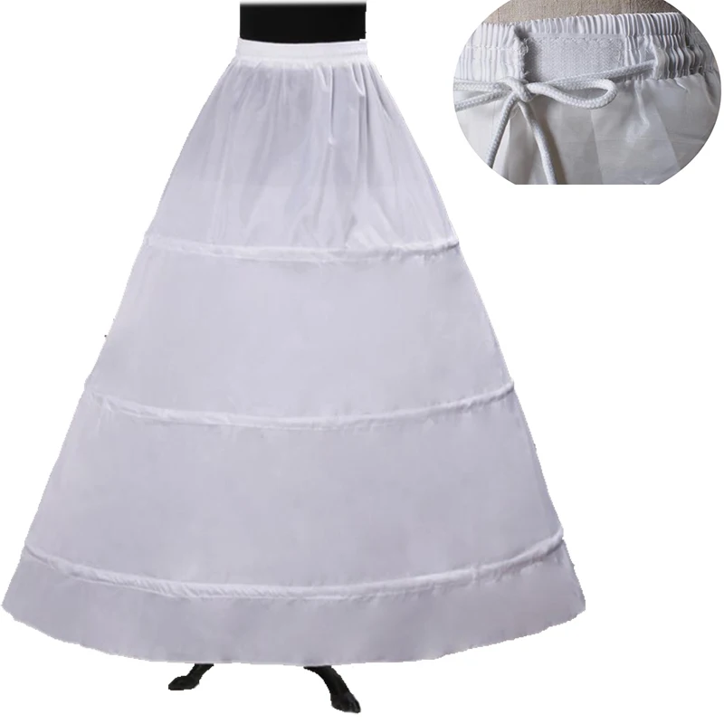 

Free Shipping White 3 Three Hoops Skirt Petticoats Crinoline Slip Underskirt For A Line Wedding Dress Bridal Gown Jupon Fille