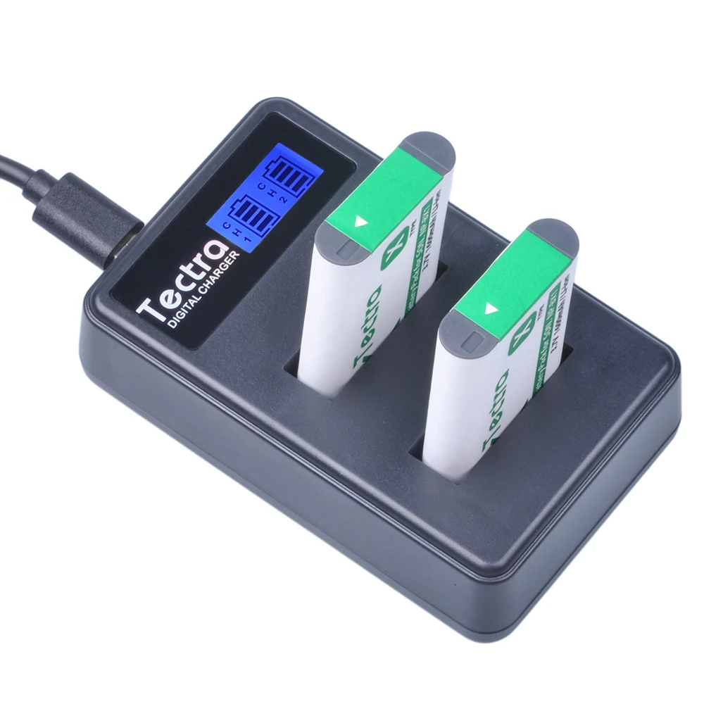 Tectra 2 шт. NP BX1 NPBX1 аккумулятор + ЖК USB двойное зарядное устройство для Sony DSC RX100 RX1 HDR AS15
