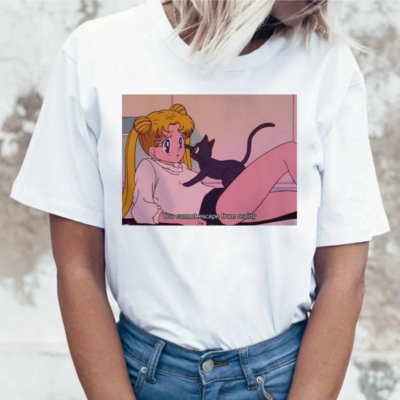 Sailor Moon Аниме футболка Топ Футболка 90s женская женский корейский стиль ulzzang