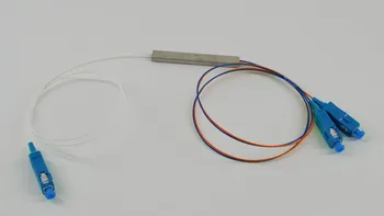 

Free Shipping 10pcs/lot 0.9mm Steel Tube Fiber Optic PLC Splitter 1x2 SC/UPC Mini Blockless 1*2 SC UPC Connector