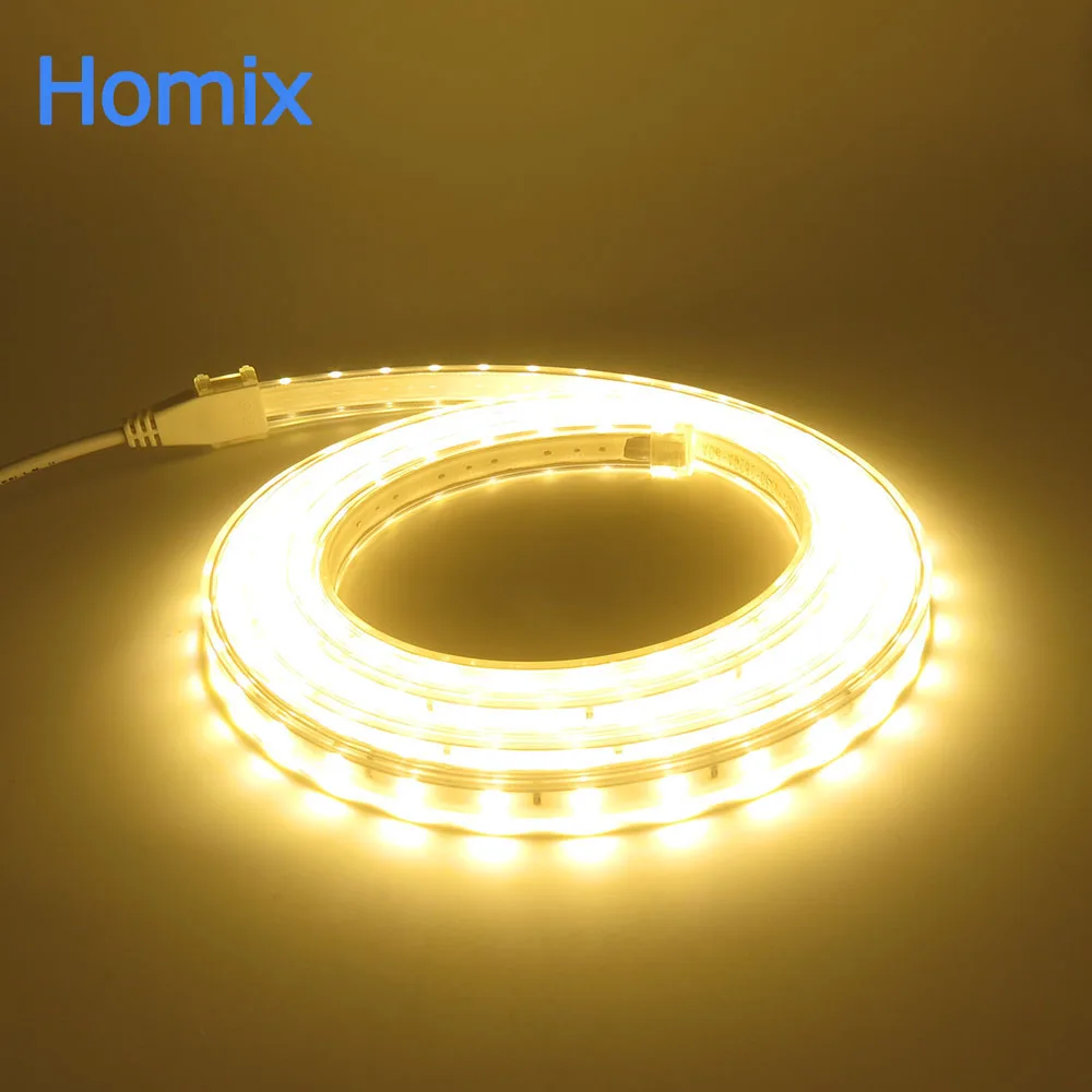 Homixs 2835 Светодиодная лента 220 в 120 светодиодов/м IP65 водонепроницаемая с