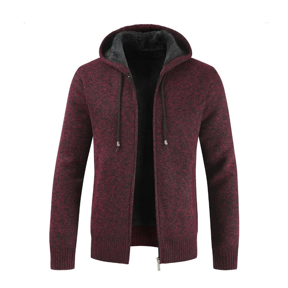 YJSFG HOUSE Men Sweaters Winter Warm Knitted Coats Thicken Plus Velvet