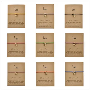 

12pcs Fashion Jewelry 12 Constellation Zodiac Leo Lucky Rope Bracelet Bangles For Women Men Birthday Gift