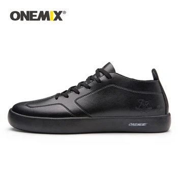 

ONEMIX Men Shoes Casual Sneakers 2019 New Skateboarding Shoes Lightweight Leather Trekking Trainer Shoes Women Flat Tennis Shoes