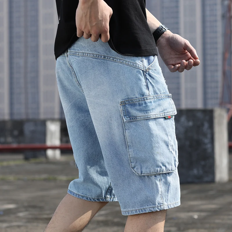Новая мода досуг мужские рваные короткие джинсы летние шорты дышащие Рваные джинсовые шорты мужские рваные брюки синий