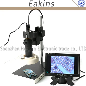 

1/3 inch CCD Color PAL NTSC BNC Industrial Video Microscope Camera Set + 100X C-mount Lens + LED Light + Stand +7" LCD Monitor