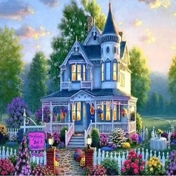 

2019 New DIY Full drilling Diamond Painting Landscape Castle Cross stitch Round drill diamond Embroidery Home Decor gift