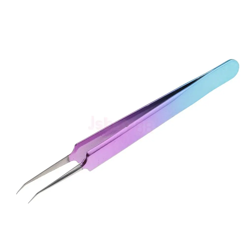 Cosmetic Curved Stainless Steel Eyelashes Extensions Tweezers False Eye Lash Tool Nail Art Nipper Clips Applicators