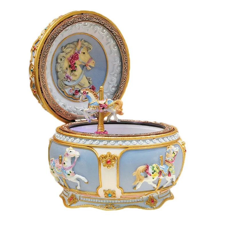 

Luminous Merry-Go-Round Music Box Happy Birthday Castle In The Sky Christmas Wedding Gift Carousel Horse Musical Box Home Decor